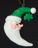 IRISH SANTA ORN MOON SHAPED WITH SHAM CHARM